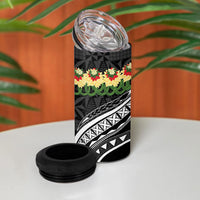 Black Tonga Ngatu Kahoa Lei 4 in 1 Can Cooler Tumbler LT14 - Polynesian Pride