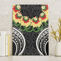 Black Tonga Ngatu Kahoa Lei Canvas Wall Art LT14 Without Frame Black - Polynesian Pride