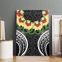 Black Tonga Ngatu Kahoa Lei Canvas Wall Art LT14 - Polynesian Pride