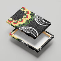 Black Tonga Ngatu Kahoa Lei Canvas Wall Art LT14 - Polynesian Pride