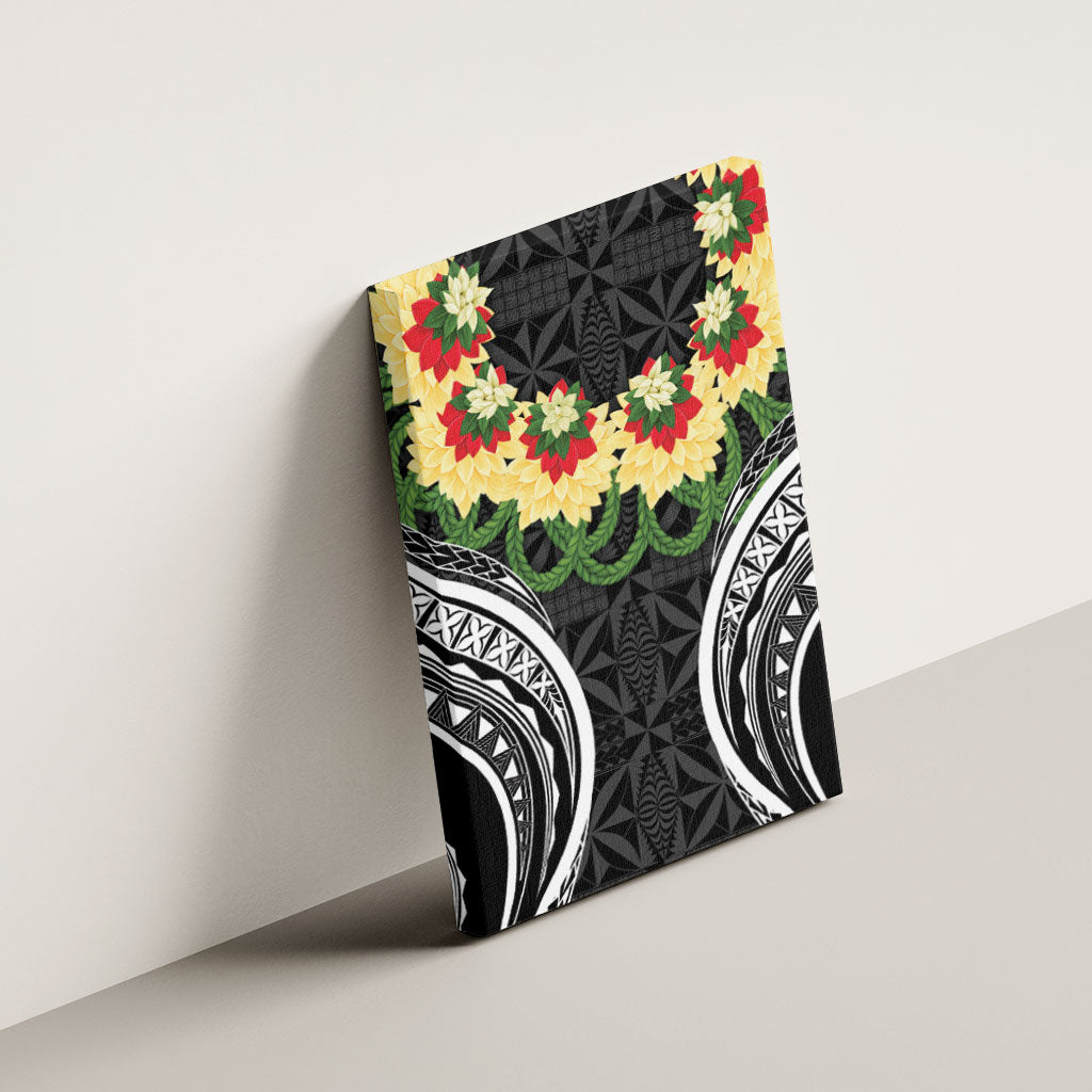 Black Tonga Ngatu Kahoa Lei Canvas Wall Art LT14 - Polynesian Pride