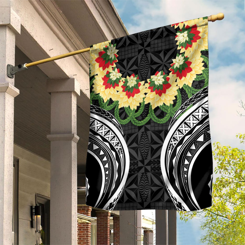 Black Tonga Ngatu Kahoa Lei Garden Flag LT14 House Flag Black - Polynesian Pride