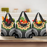 Black Tonga Ngatu Kahoa Lei Grocery Bag LT14 3-pack One Size Black - Polynesian Pride