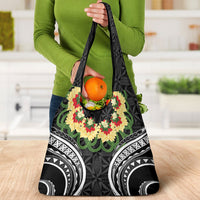 Black Tonga Ngatu Kahoa Lei Grocery Bag LT14 - Polynesian Pride