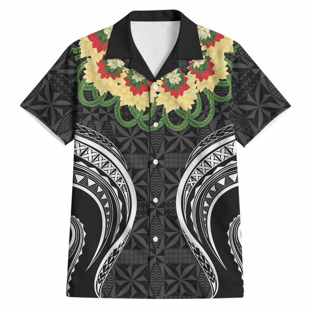 Black Tonga Ngatu Kahoa Lei Hawaiian Shirt LT14 Black - Polynesian Pride
