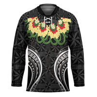Black Tonga Ngatu Kahoa Lei Hockey Jersey LT14 Unisex Black - Polynesian Pride