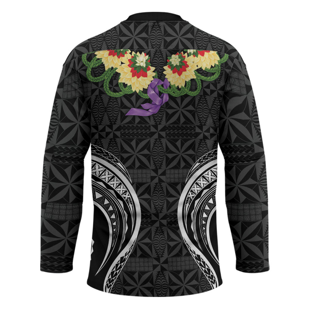 Black Tonga Ngatu Kahoa Lei Hockey Jersey LT14 - Polynesian Pride
