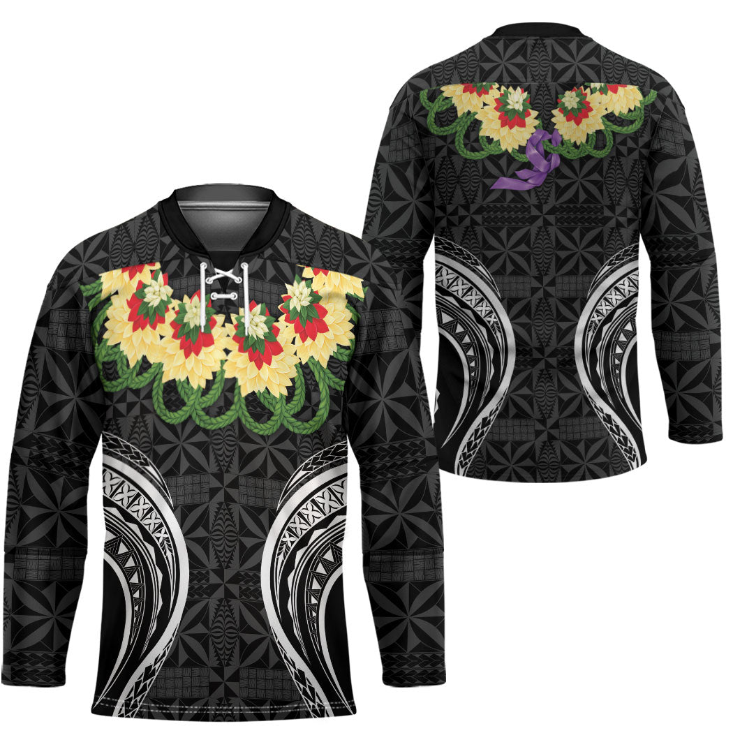Black Tonga Ngatu Kahoa Lei Hockey Jersey LT14 - Polynesian Pride