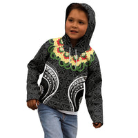 Black Tonga Ngatu Kahoa Lei Kid Hoodie LT14 - Polynesian Pride
