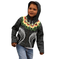Black Tonga Ngatu Kahoa Lei Kid Hoodie LT14 - Polynesian Pride