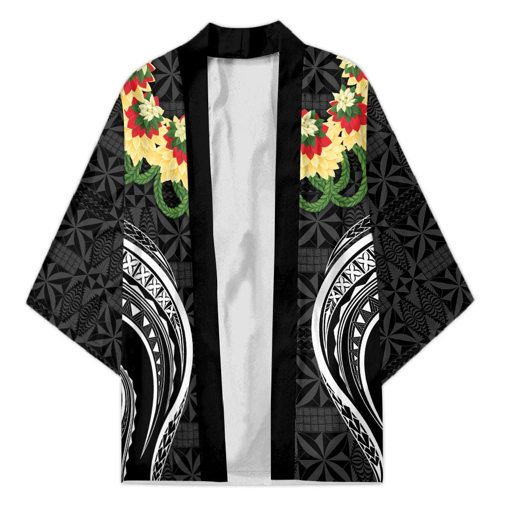 Black Tonga Ngatu Kahoa Lei Kimono LT14 Unisex Black - Polynesian Pride
