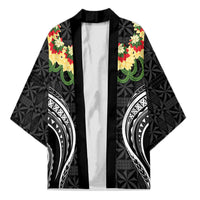 Black Tonga Ngatu Kahoa Lei Kimono LT14 Unisex Black - Polynesian Pride