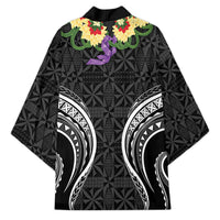 Black Tonga Ngatu Kahoa Lei Kimono LT14 - Polynesian Pride
