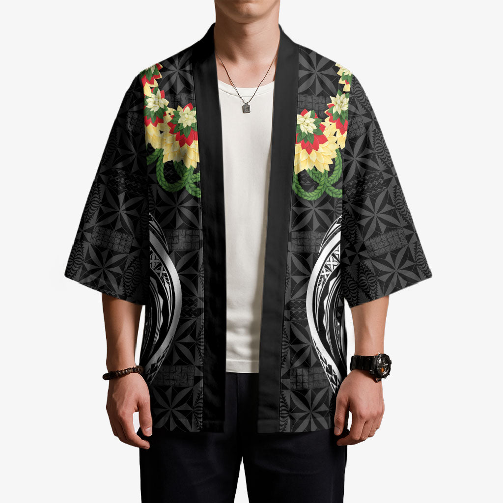 Black Tonga Ngatu Kahoa Lei Kimono LT14 - Polynesian Pride