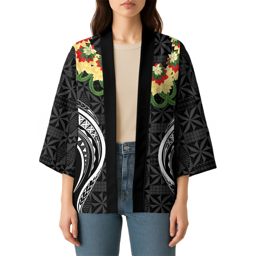 Black Tonga Ngatu Kahoa Lei Kimono LT14 - Polynesian Pride