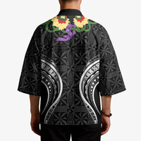 Black Tonga Ngatu Kahoa Lei Kimono LT14 - Polynesian Pride
