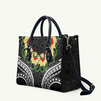 Black Tonga Ngatu Kahoa Lei Leather Bag LT14 Black - Polynesian Pride