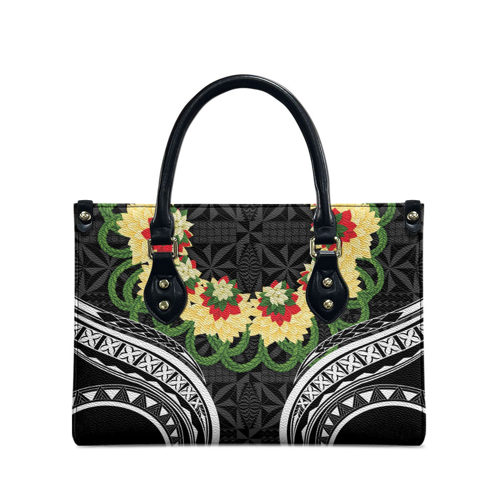 Black Tonga Ngatu Kahoa Lei Leather Bag LT14 - Polynesian Pride