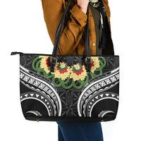 Black Tonga Ngatu Kahoa Lei Leather Tote Bag LT14 - Polynesian Pride