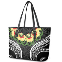 Black Tonga Ngatu Kahoa Lei Leather Tote Bag LT14 - Polynesian Pride