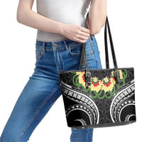 Black Tonga Ngatu Kahoa Lei Leather Tote Bag LT14 - Polynesian Pride