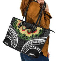 Black Tonga Ngatu Kahoa Lei Leather Tote Bag LT14 - Polynesian Pride