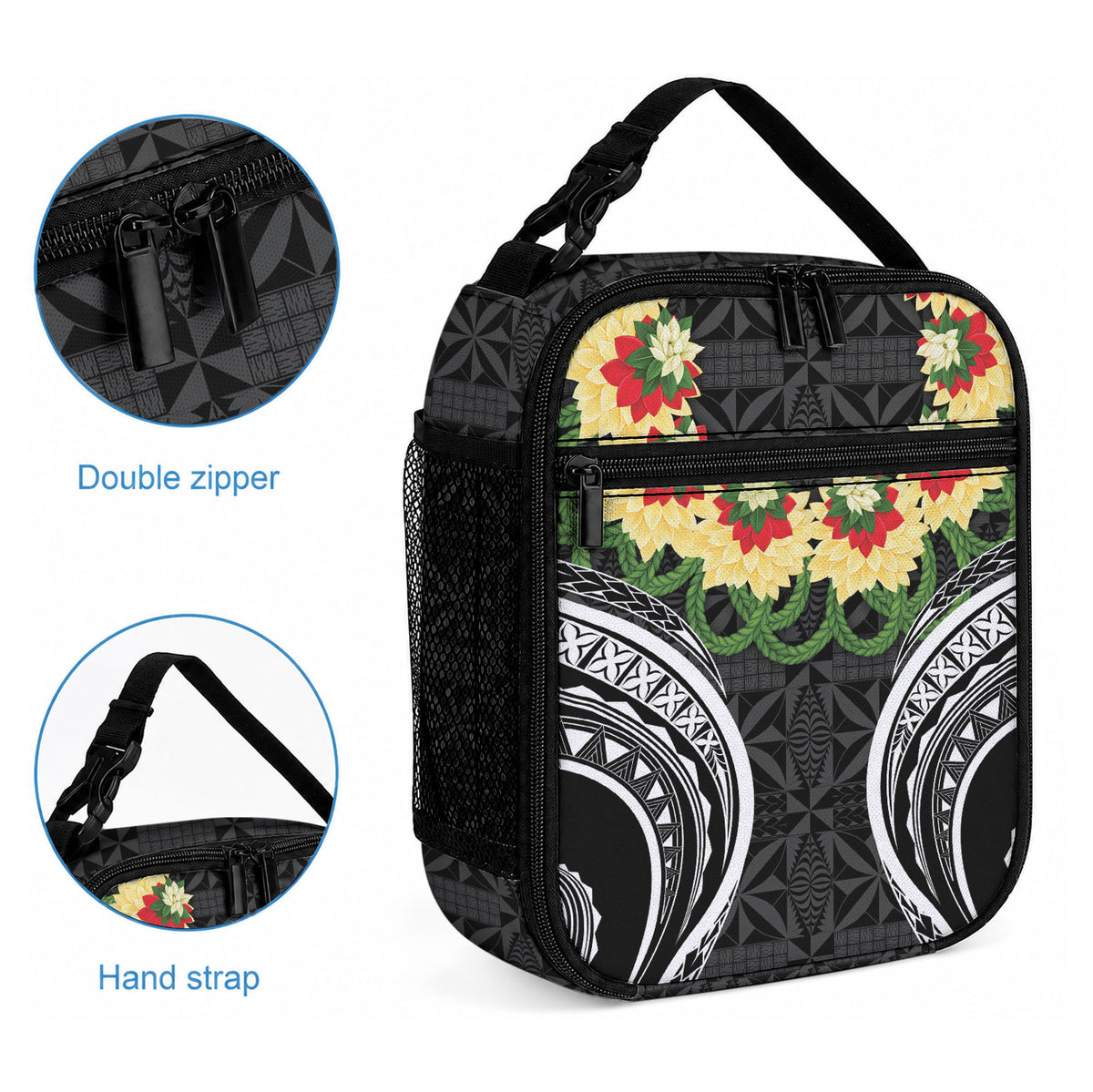 Black Tonga Ngatu Kahoa Lei Lunch Bag LT14 - Polynesian Pride