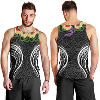 Black Tonga Ngatu Kahoa Lei Men Tank Top LT14 - Polynesian Pride