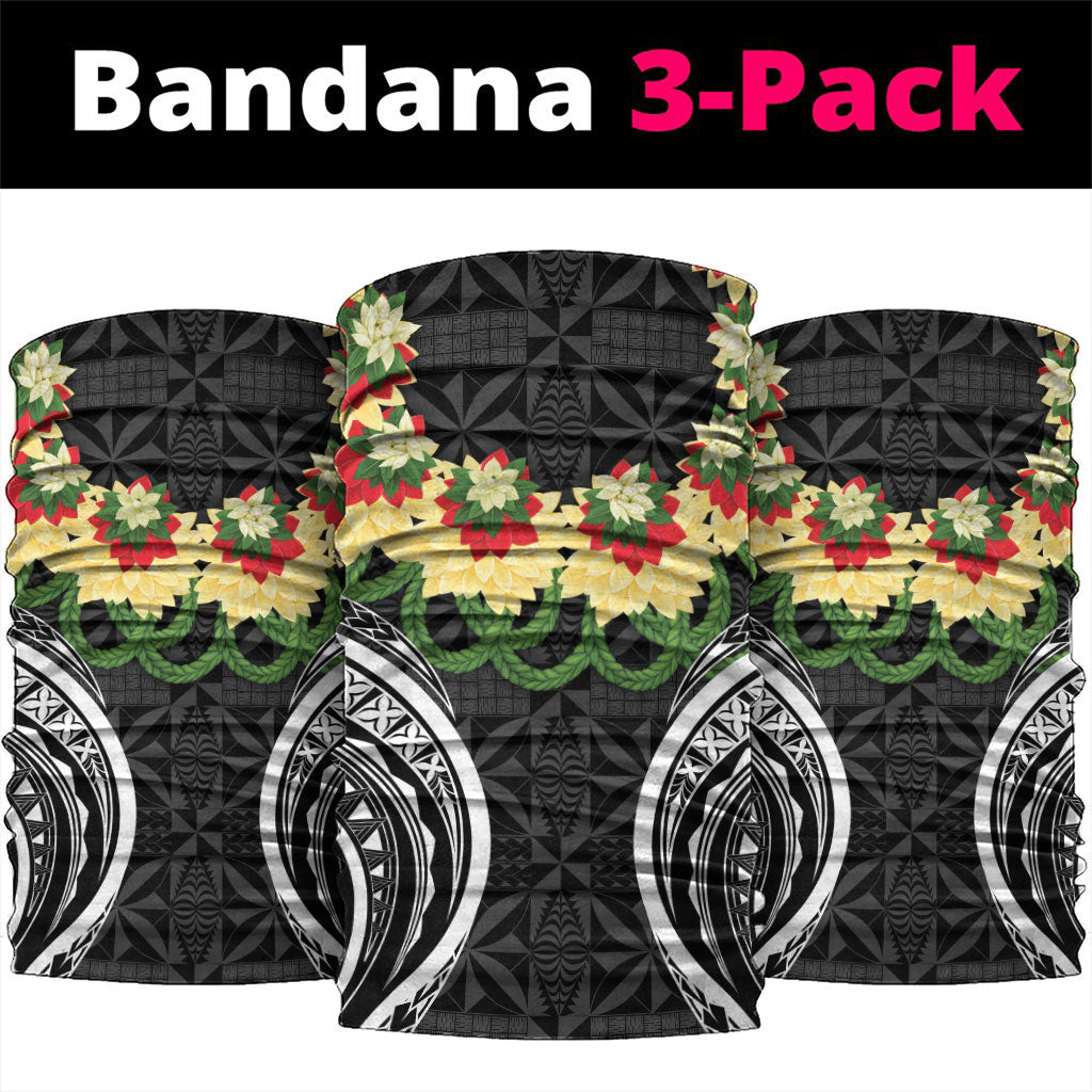 Black Tonga Ngatu Kahoa Lei Neck Gaiter LT14 package One Size: 25*50cm Black - Polynesian Pride