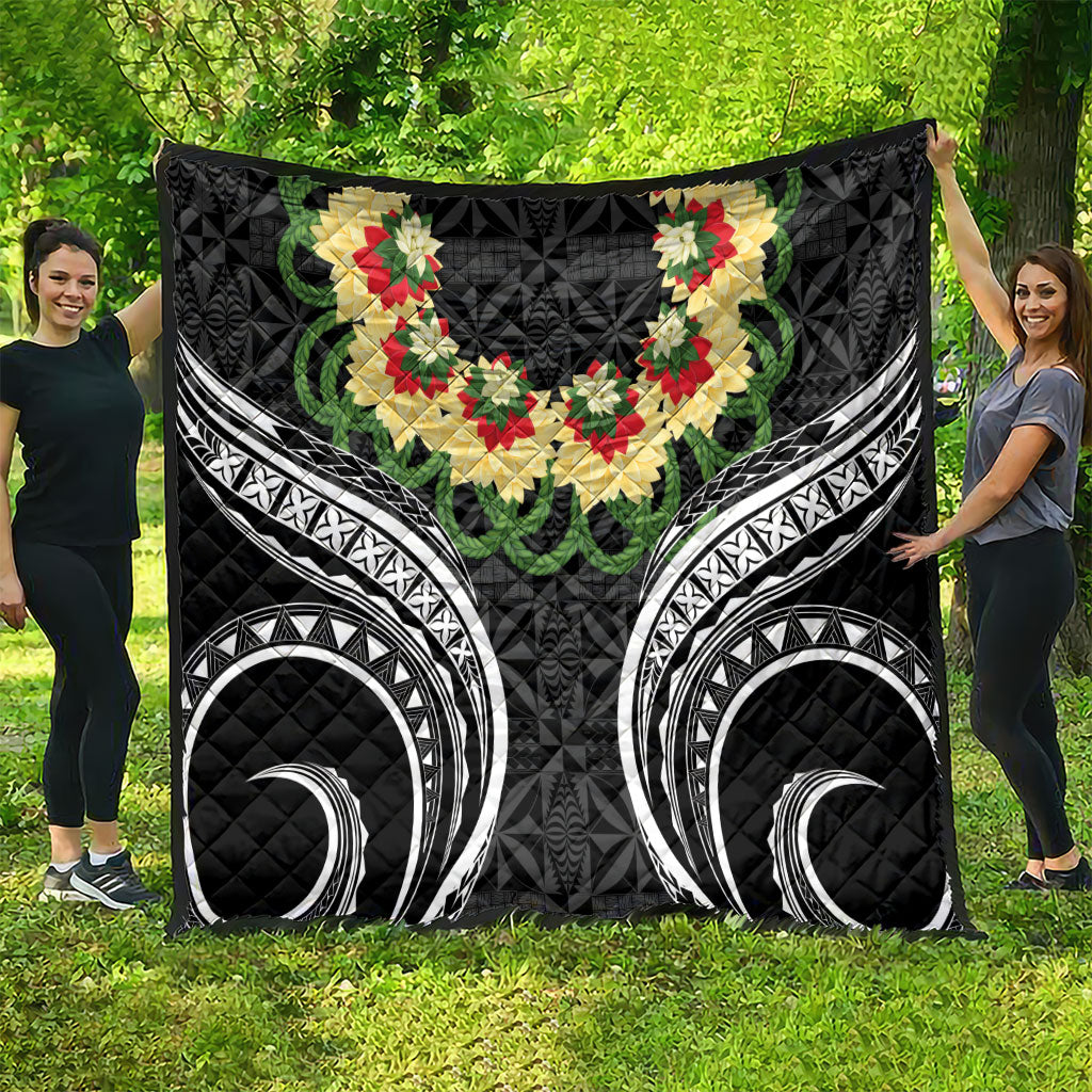 Black Tonga Ngatu Kahoa Lei Quilt LT14 - Polynesian Pride