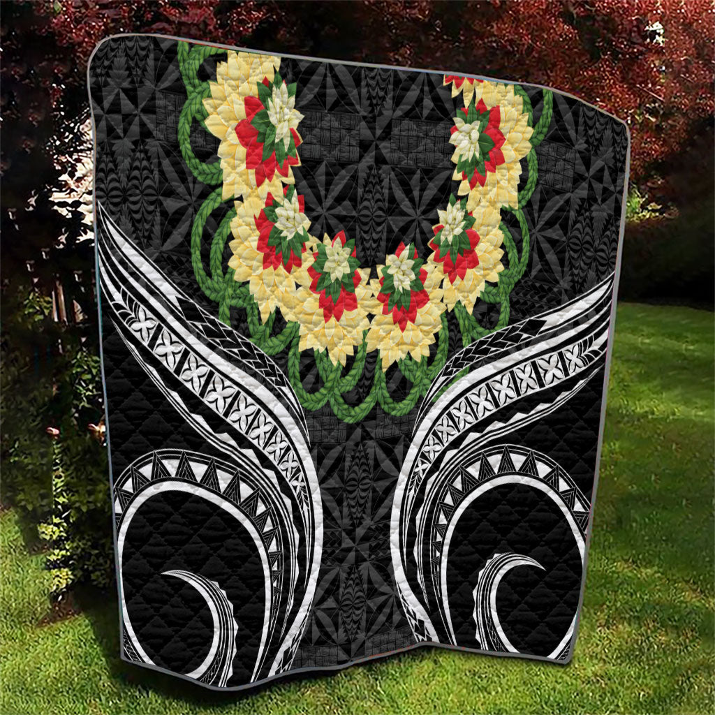 Black Tonga Ngatu Kahoa Lei Quilt LT14 - Polynesian Pride