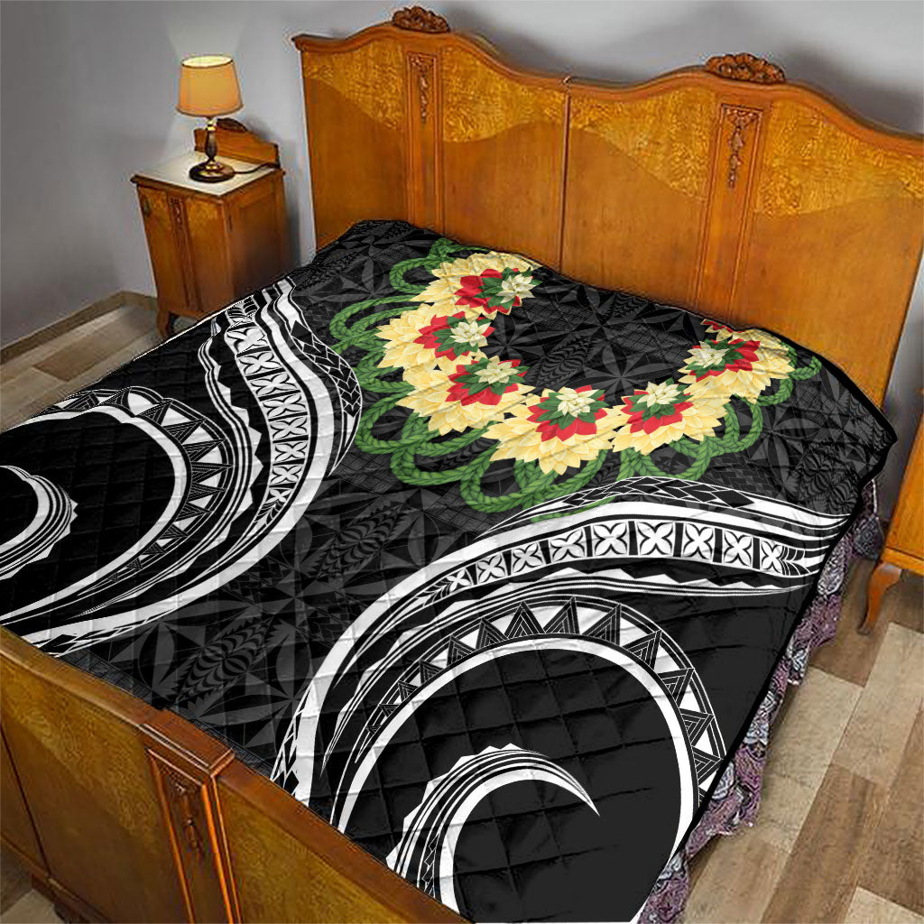 Black Tonga Ngatu Kahoa Lei Quilt LT14 - Polynesian Pride