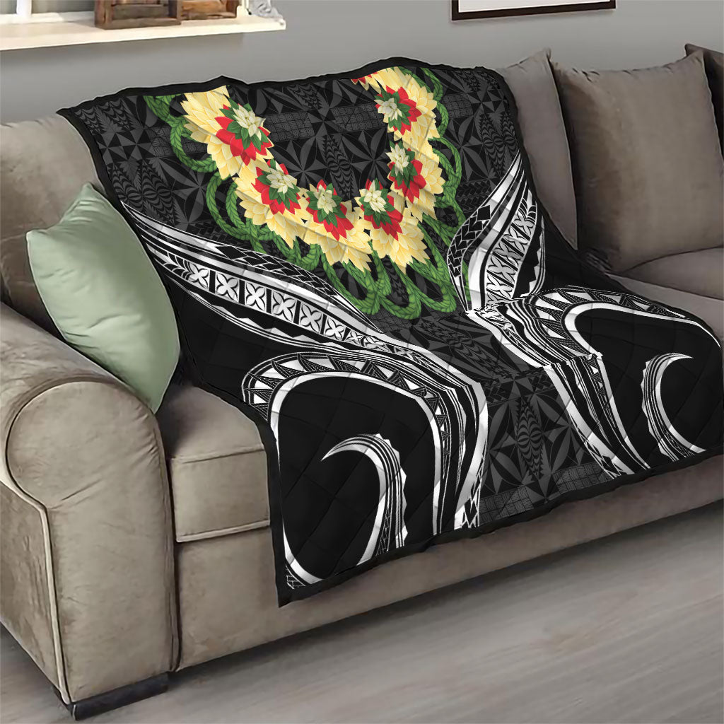 Black Tonga Ngatu Kahoa Lei Quilt LT14 - Polynesian Pride