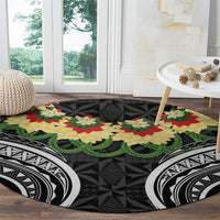 Black Tonga Ngatu Kahoa Lei Round Carpet LT14 - Polynesian Pride