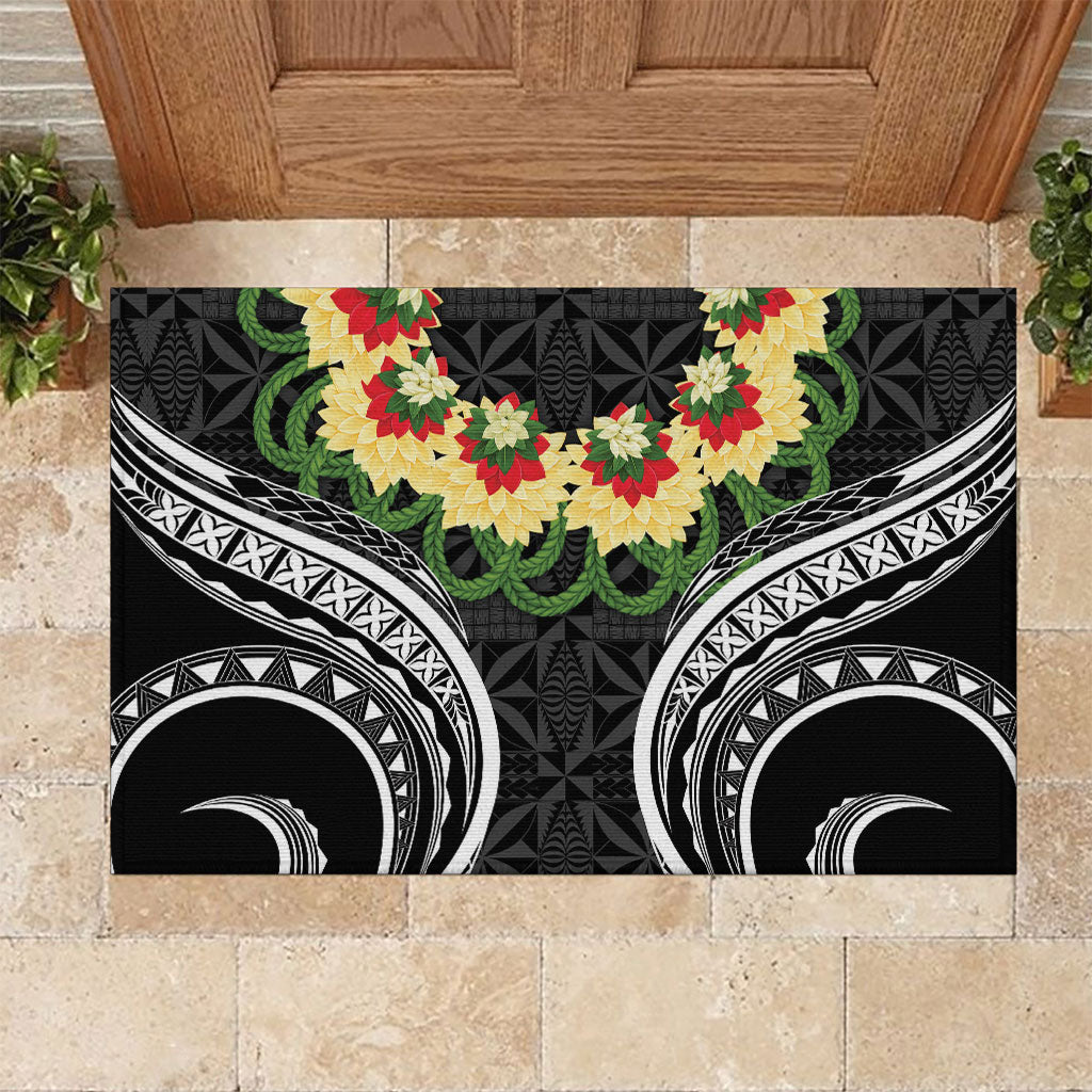 Black Tonga Ngatu Kahoa Lei Rubber Doormat LT14 Black - Polynesian Pride