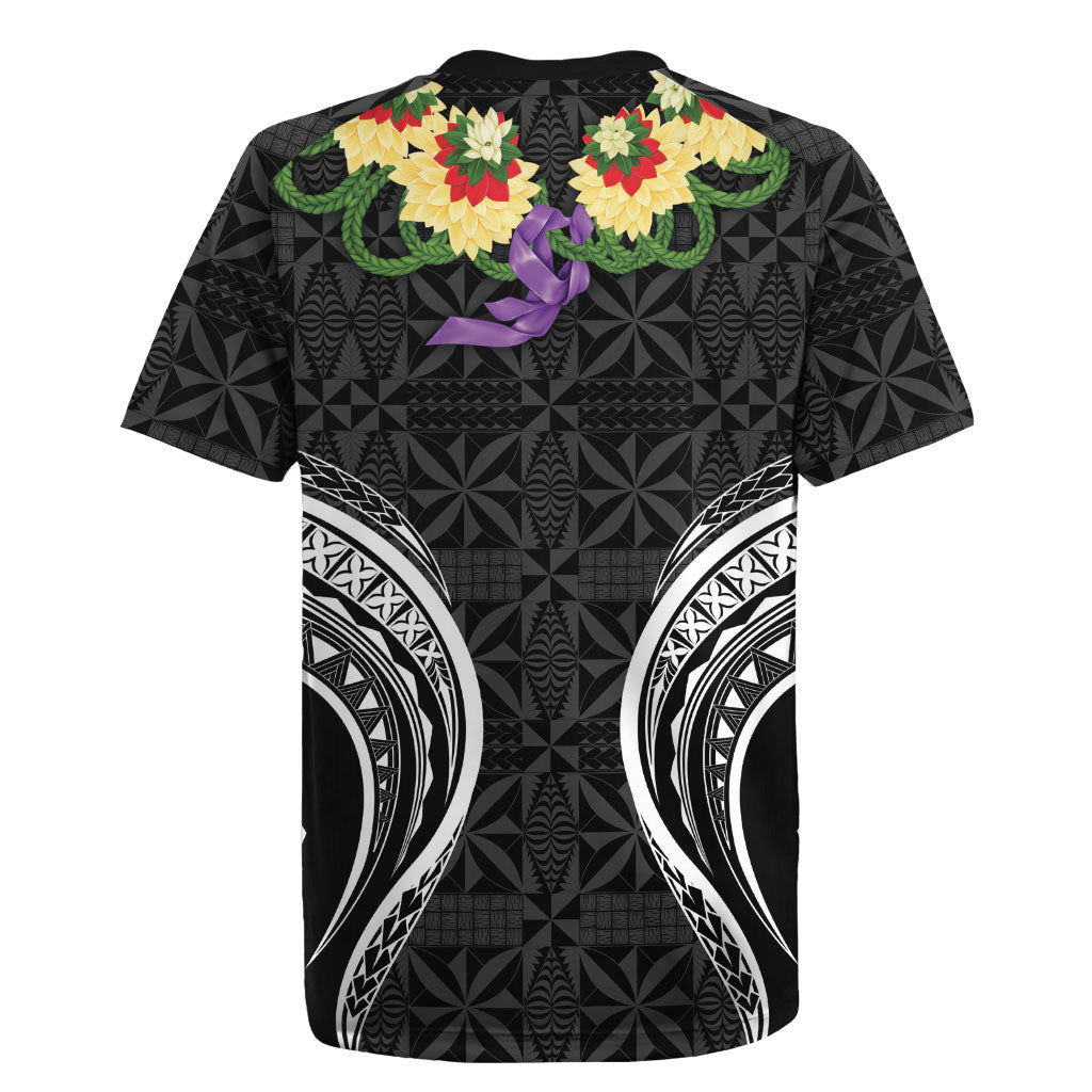 Black Tonga Ngatu Kahoa Lei Rugby Jersey LT14 - Polynesian Pride