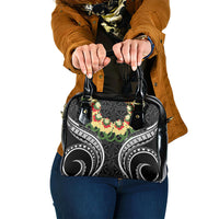Black Tonga Ngatu Kahoa Lei Shoulder Handbag LT14 One Size Black - Polynesian Pride