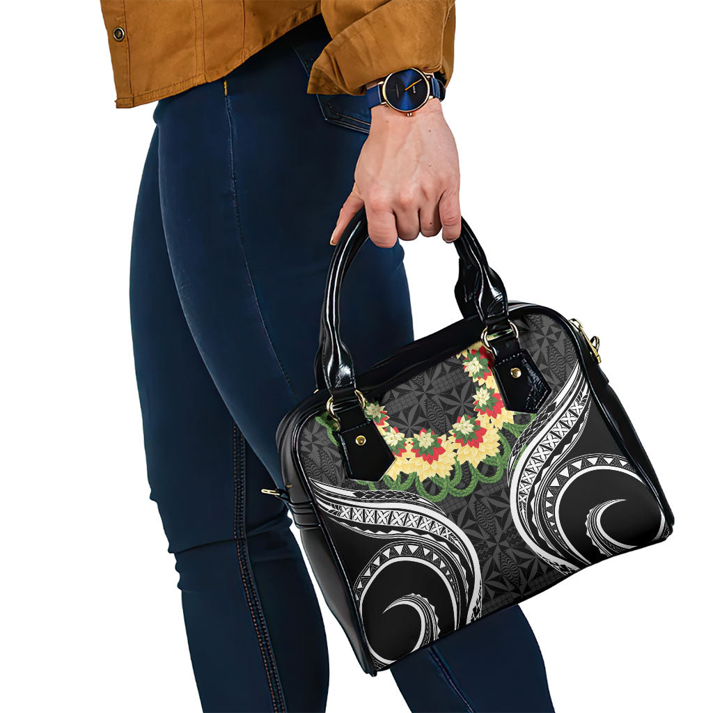 Black Tonga Ngatu Kahoa Lei Shoulder Handbag LT14 - Polynesian Pride