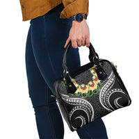 Black Tonga Ngatu Kahoa Lei Shoulder Handbag LT14 - Polynesian Pride
