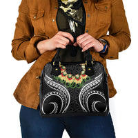 Black Tonga Ngatu Kahoa Lei Shoulder Handbag LT14 - Polynesian Pride