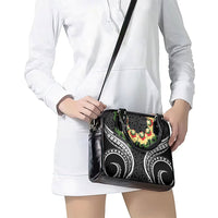 Black Tonga Ngatu Kahoa Lei Shoulder Handbag LT14 - Polynesian Pride