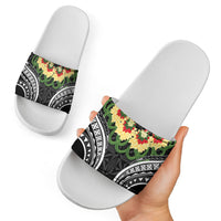 Black Tonga Ngatu Kahoa Lei Slide Sandals LT14 - Polynesian Pride