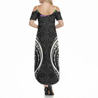 Black Tonga Ngatu Kahoa Lei Summer Maxi Dress LT14 - Polynesian Pride