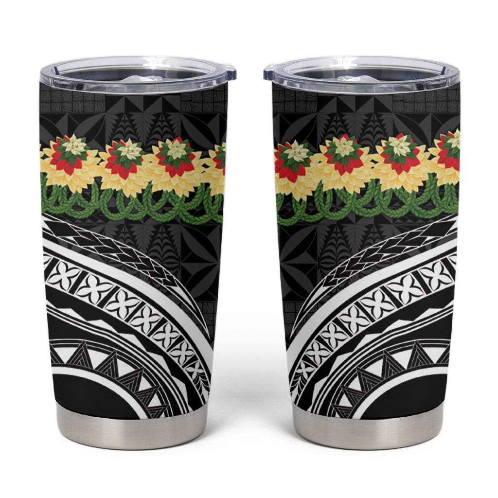 Black Tonga Ngatu Kahoa Lei Tumbler Cup LT14 Black - Polynesian Pride