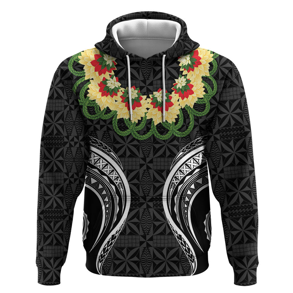 Black Tonga Ngatu Kahoa Lei Zip Hoodie LT14 Pullover Hoodie Black - Polynesian Pride