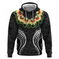 Black Tonga Ngatu Kahoa Lei Zip Hoodie LT14 Pullover Hoodie Black - Polynesian Pride