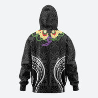 Black Tonga Ngatu Kahoa Lei Zip Hoodie LT14 - Polynesian Pride