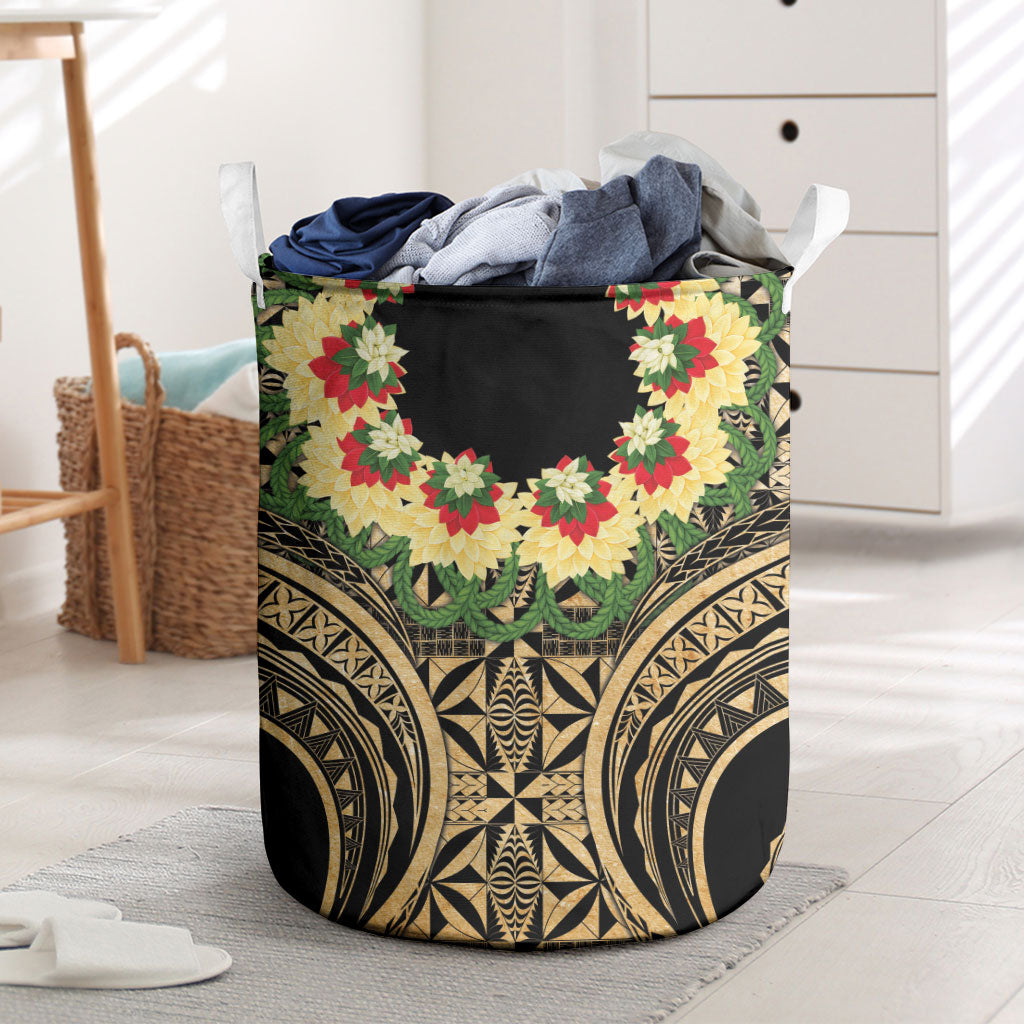 Grunge Gold Tonga Ngatu Kahoa Lei Laundry Basket LT14 Gold - Polynesian Pride