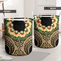 Grunge Gold Tonga Ngatu Kahoa Lei Laundry Basket LT14 - Polynesian Pride