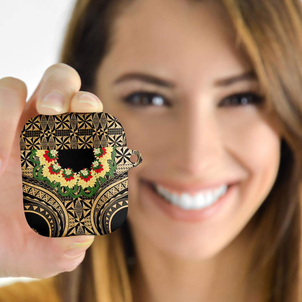 Grunge Gold Tonga Ngatu Kahoa Lei AirPods Case LT14 - Polynesian Pride